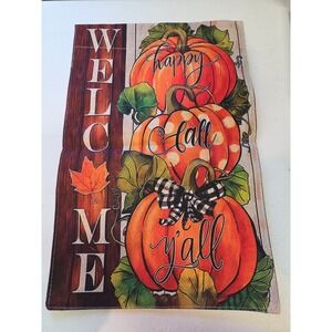 Happy Fall Y'all Pumpkin Garden Flag‎ Autumn Burlap 12.5x18 Welcome Double-Sided
